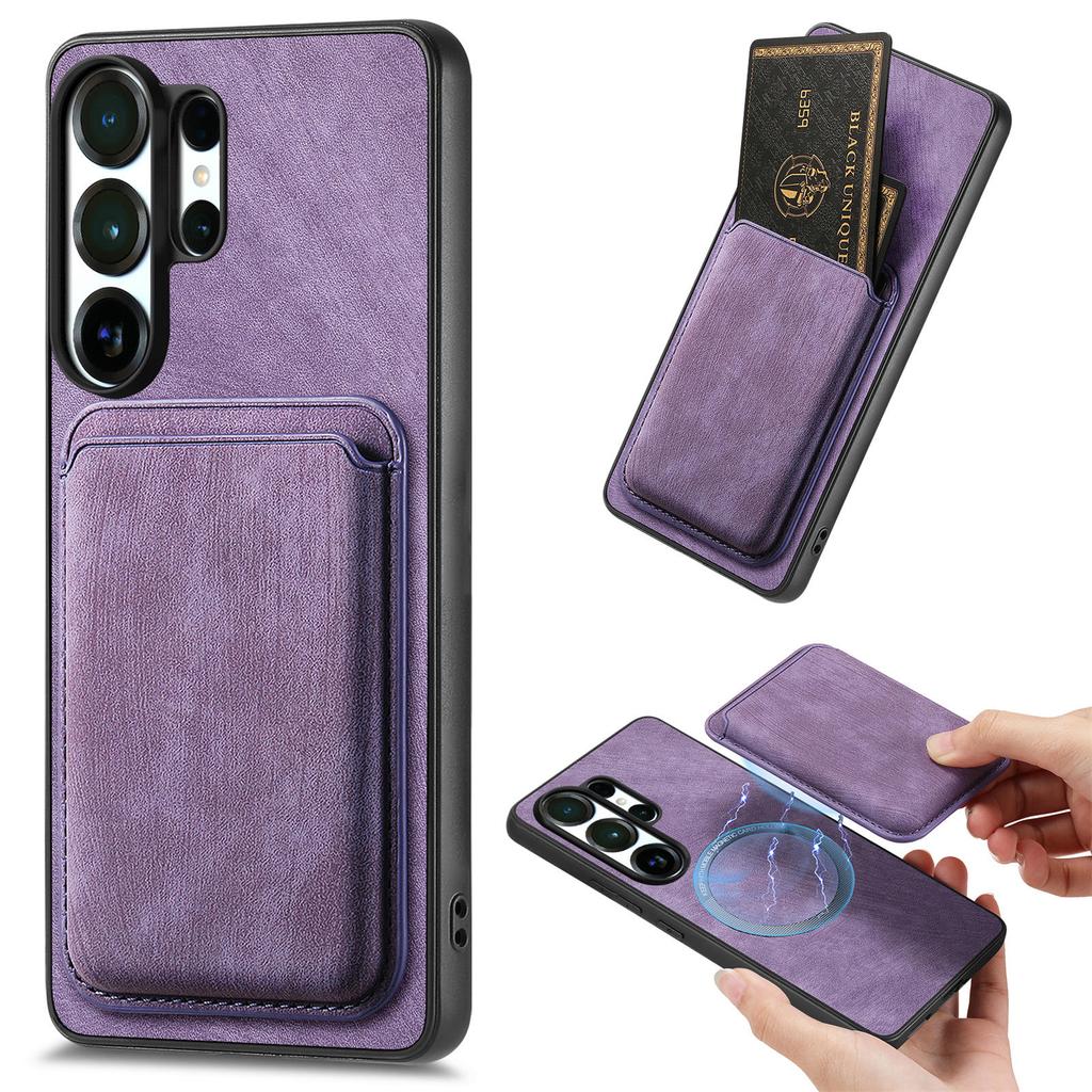 2 in 1 Magnetic Retro Cards Solt Leather Wallet Case For Samsung S25 Ultra S24 Plus S23 A16 A56 A36 A06 A17 A07 Skin Feel Cove