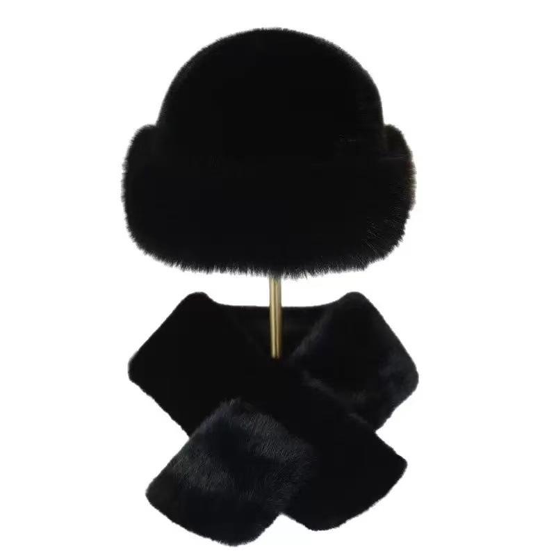 Plush Mongolian Hat & Scarf Set: Versatile Women's Autumn/Winter Pullover Neck Warmer