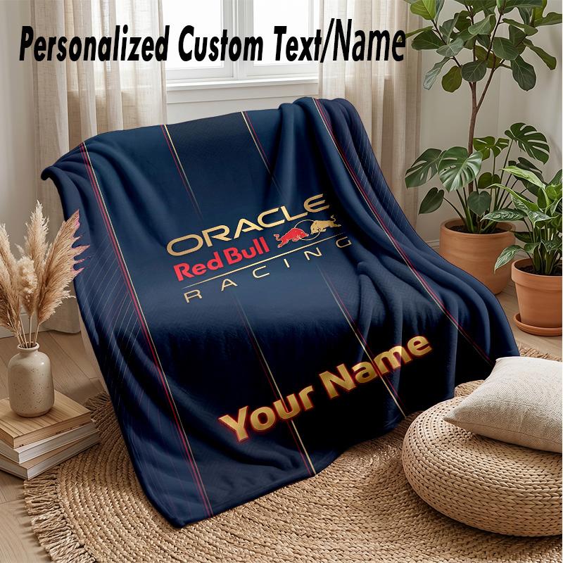 Red Bull Racing Individuelle Flanell-Kuscheldecke Drucken Sie Ihren Namen Text Weiche Warme Decke Weihnachtsgeschenk
