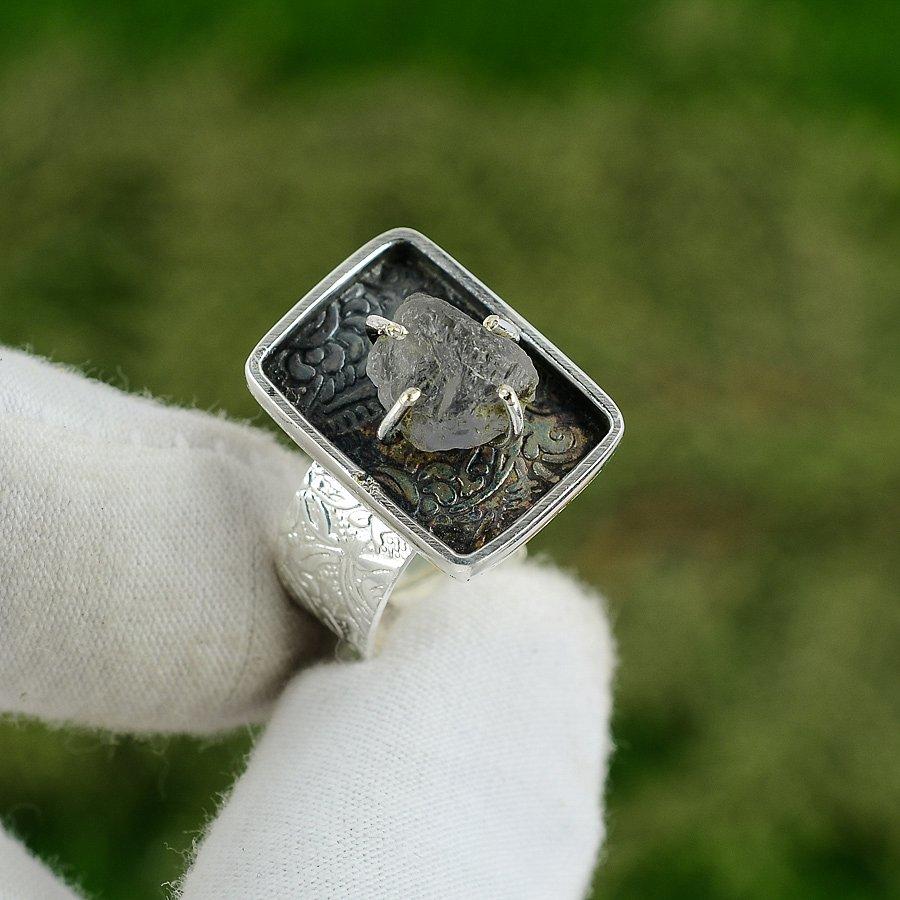 Gift For Women Statement Adjustable Ring 925 Silver Natural Amethyst Rough Adjustable