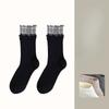 Autumn and Winter Women's Mid-calf Socks, Black Ear Edge Socks, Trendy and Casual Checkered Patchwork Boneless Cotton Socks
