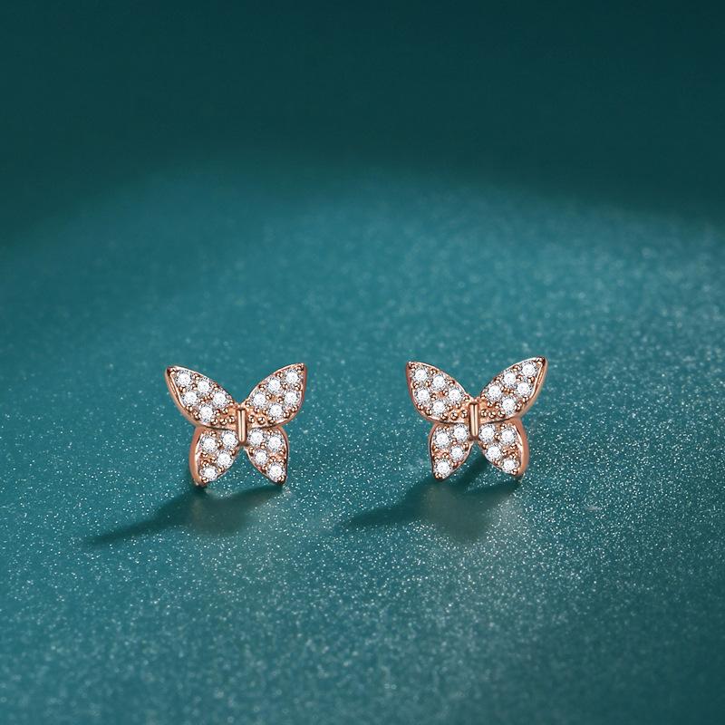 

Легкие роскошные серьги-бабочки, темпераментные универсальные новые тонкие серьги-гвоздики высокого класса с бриллиантовой инкрустацией