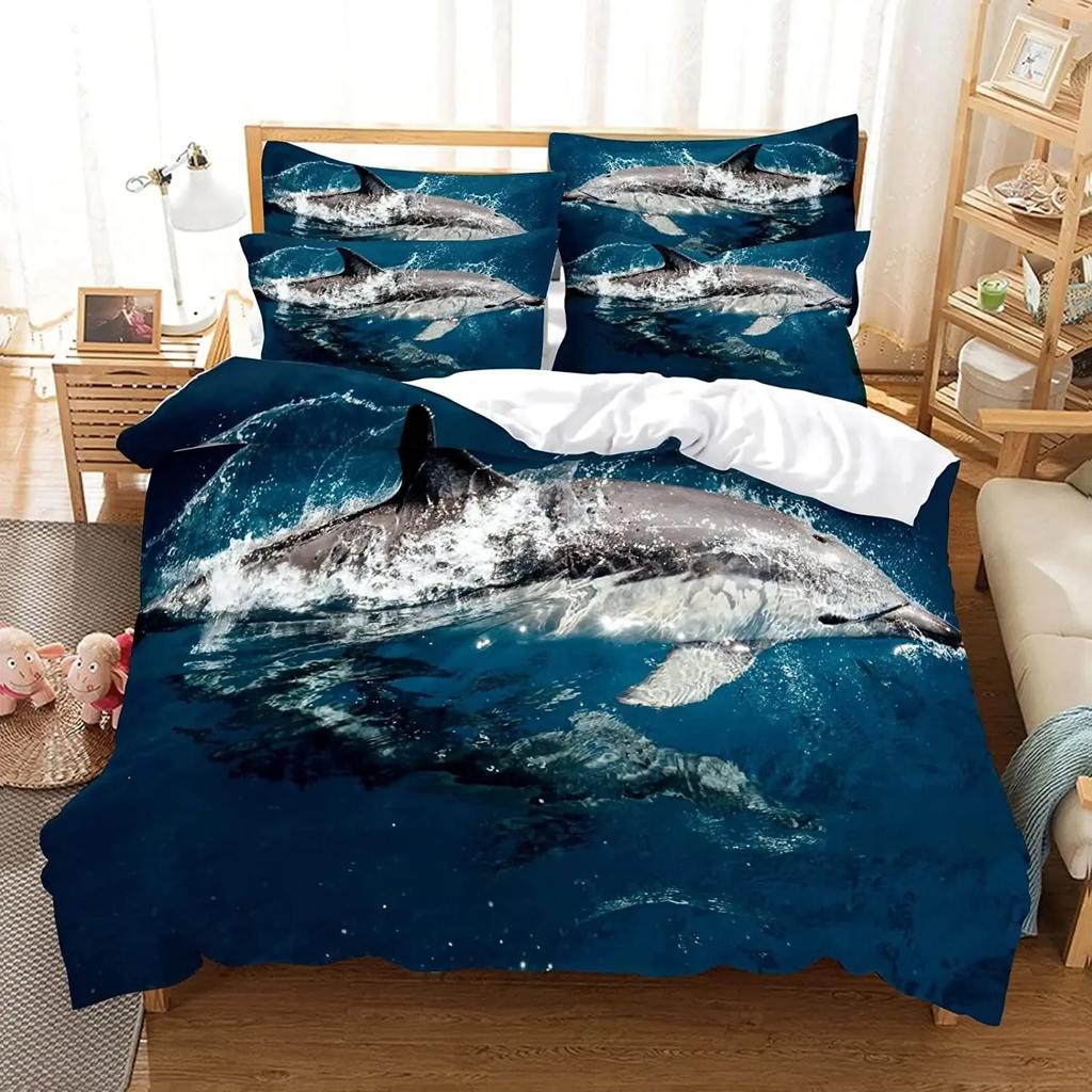 Shark Duvet Cover Set Full Size Queen Size Twin Deep Ocean Animals Bedding Sets For Boys Girls Luxury Soft Comforter Cover Set