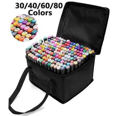 Marker, Tintenmarker, Pinsel, Doppelspitzen, professionelles Zeichenmarker-Set, Kunstdesign, 30/40/60/80 Farben