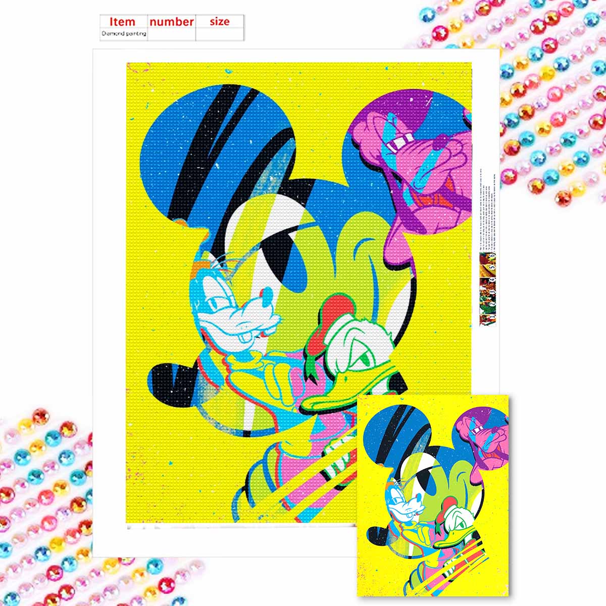 

Full Round Diamond Painting Mickey and Goofy Art Rhinestone Picture Mosaic DIY 5D Cross Stitch Embroidery Home Decoration Round 20x30cm
