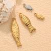 Goldener Fischgräten-Anhänger aus Edelstahl: Süßer Anhänger für DIY-Armbänder, Halsketten, Ohrringe