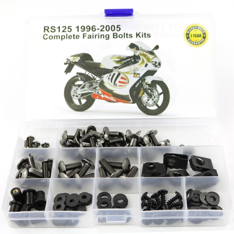 Passend für Aprilia RS125 1996 1997 1998 1999 2000 2001 2002 2003 2004 2005 Kompletter Vollverkleidungs-Schraubensatz Verkleidungsclips Schraube Mutter
