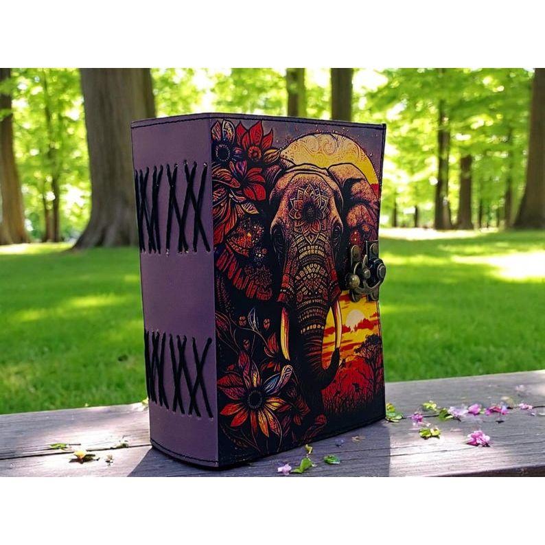 Handmade Elephant Mandala Leather Spiritual  Journal with Lock Boho Notebook Writing Journal for Writers, Artists Gift for Women