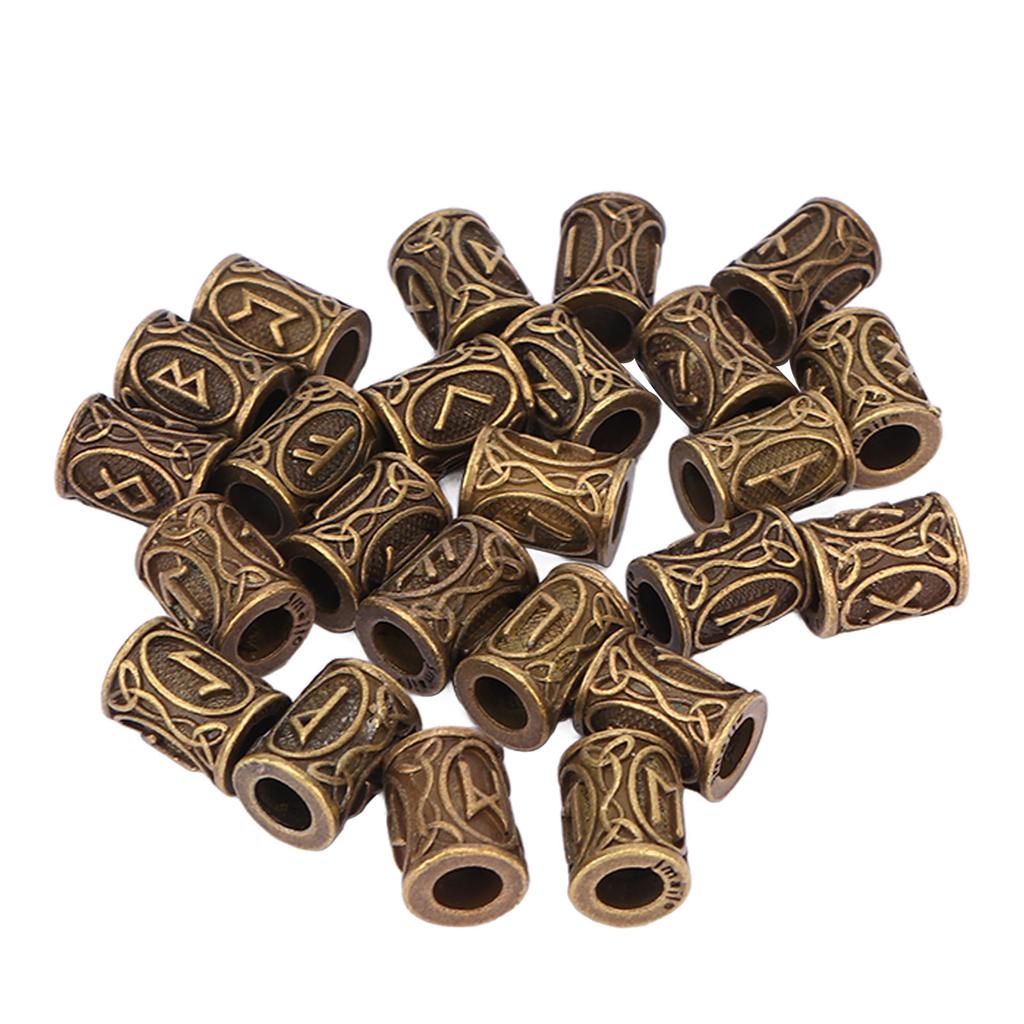 24 PCS Hair Beard Beads Vintage Large Hole Dreadlocks Tube Beads for Men Women Hair Decoration 10 X 13mm