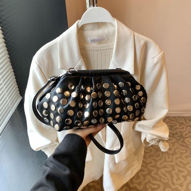 Small Crowd Trend Commuting Dumpling Bag Women's Retro Rivet Design Shoulder Cross-body Personalized Mobile Phone