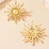 1Pair Vintage Oversized Gold Color Sun  Dangle Earrings For Women Girls Personality Earrings Jewelry Accessories Gifts