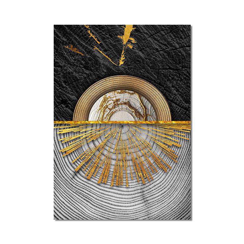 Geometric Golden Black Line Wall Art Poster and Print Modern Abstract Canvas Painting Wall Pictures for Living Room Home Decor