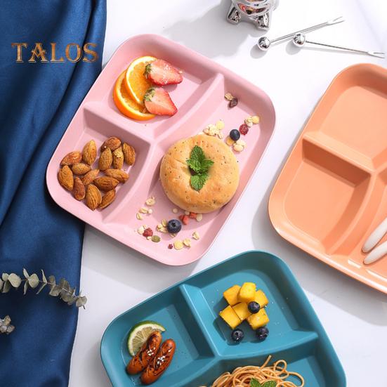 Rechteckiger Speiseteller mit 3 Fächern, lebensmittelechtes PP, spülmaschinenfest, für Erwachsene und Kinder, Frühstück, Snack, Gemüse, Mahlzeiten, Servierteller, Küchenzubehör