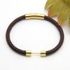 Edelstahl Ein-Wort-Schnalle Lederarmband Geflochtenes Lederseil Magnetverschluss Armband Perlen Handseil Exquisites Partnerarmband
