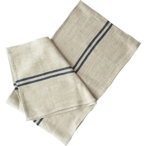 Sankara Table Runner, Scandinavian Modern, Stylish, Chic, 100% Linen, 230 X 33cm, Tablecloth, Table Center, Double Stripe X Navy