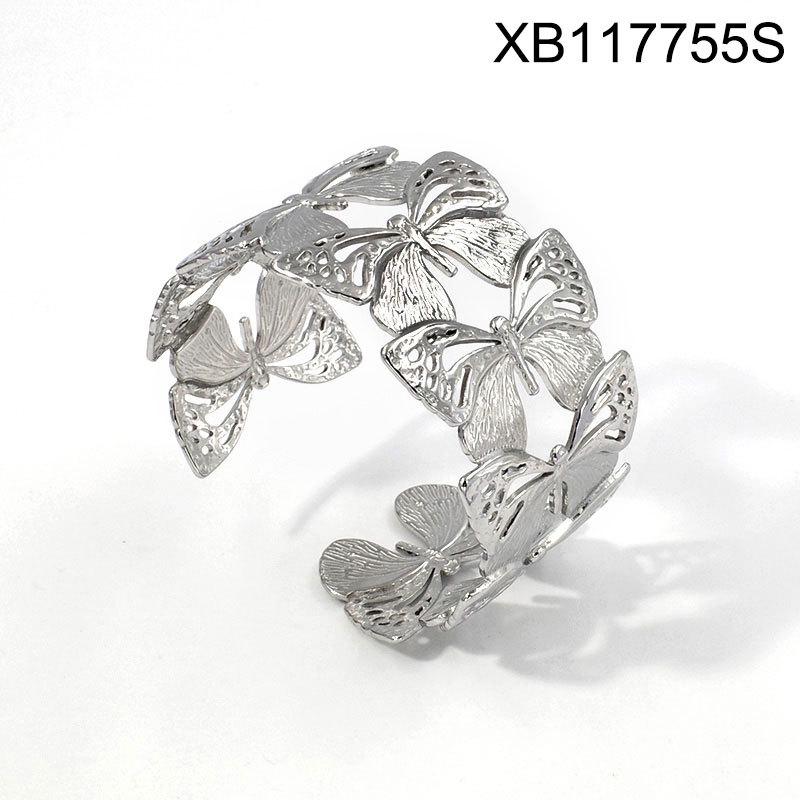 European Style Butterfly Open Bracelet, Gold & Silver Plated Titanium Steel, Light Luxury & Versatile Fashion Accessory