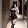 Sexy lingerie sexy halter suspender pussy cosplay transparent small mesh black onesie uniform
