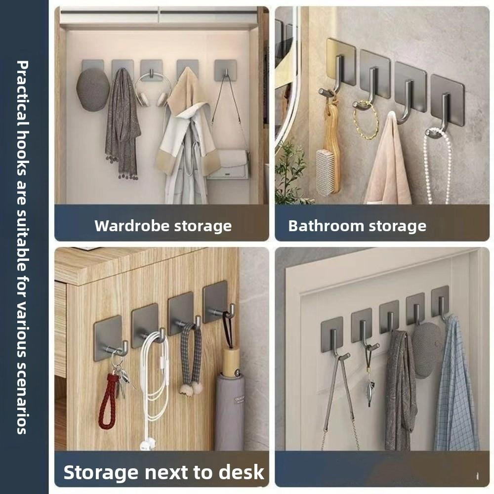 20PCS Thickened Stainless Steel Hook Rustproof Strong Adhesive Hook Non Perforated Hook  Living Room
