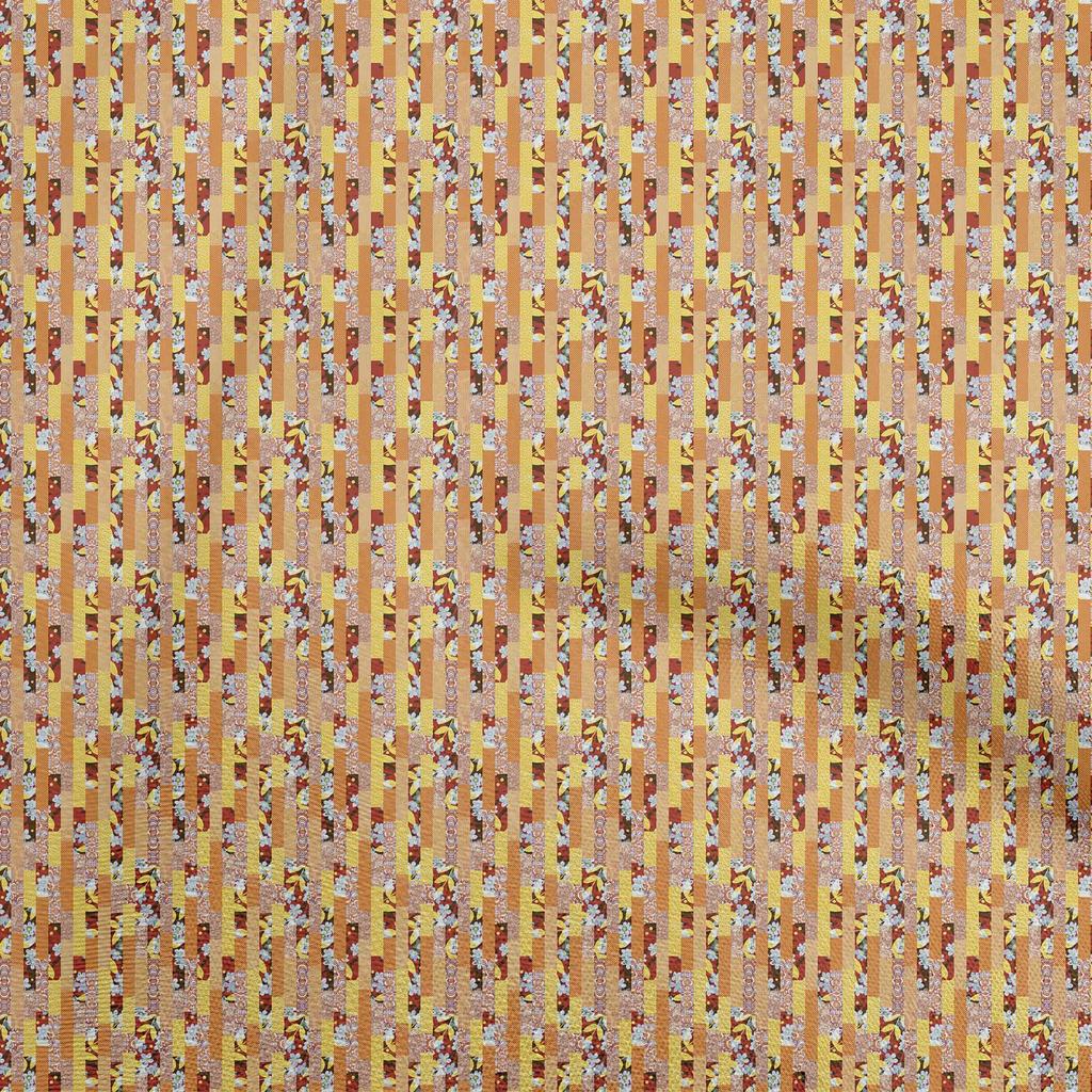 oneOone Cotton Flex Dark Mustard Fabric Floral Fabric For Sewing Printed Craft Fabric By The Yard 40 Inch
