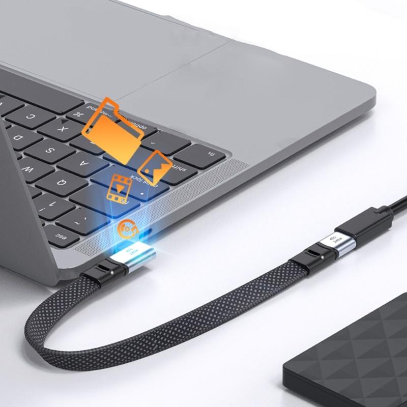 PD240W Fast Charging Line USB C to Type C Cable Quick Charging Right Angle Wire 90 Degree Data Cable