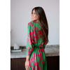 Women's  Fall New Elegant Floral Printed V-neck Lantern Sleeve Long Maxi Dress for Leisure
