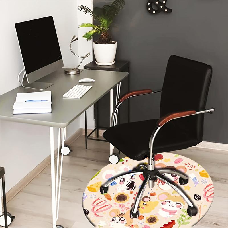

1pc Cute Hamster Illustration Pattern Round carpet, Made of Polyester,Perfect for Decorating Office Chairs, Living Rooms fplt016 80cm by 80cm