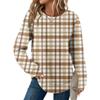 Women's Plaid Print Round Neck Long Sleeve Casual Loose Top