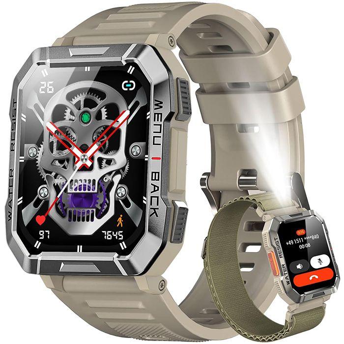 Blackview W60 Montre Connectée Bluetooth,Smartwatch Sport 100+ Modes Sportifs,Lampe De Poche LED Boussole Pour iOS Android - Gris