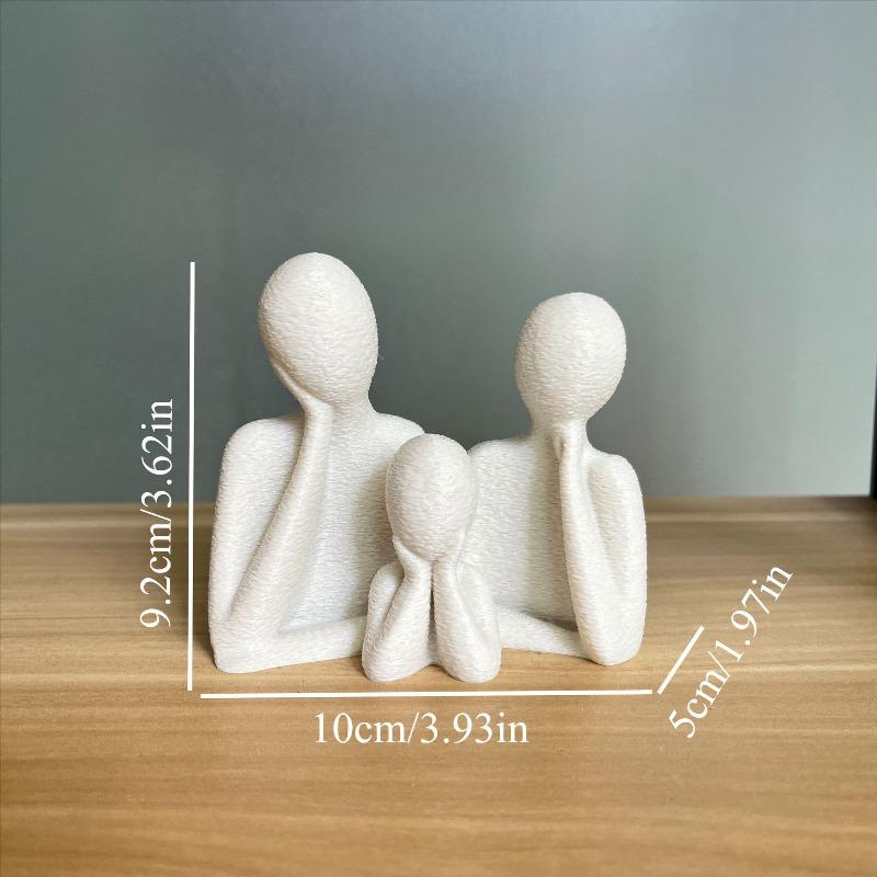 Family of Three Figurine Warm Trio Statue Home Decor for Living Room Bookshelf Wine Cabinet Ornament