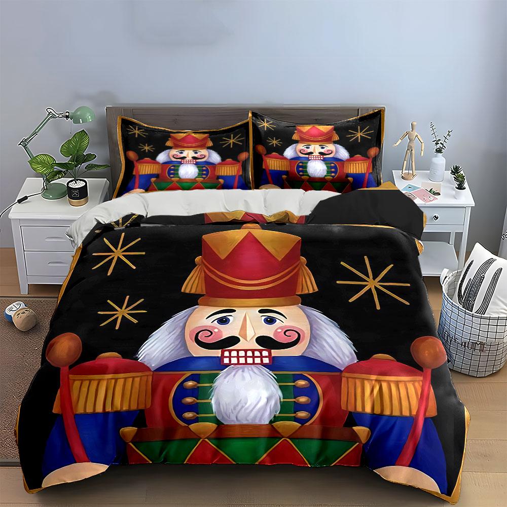 Nutcracker Soldier Design Bedding Duvet Cover Set Duvet Cover Pillowcases (1*Duvet Cover 2*Pillowcases, without duvet insert)