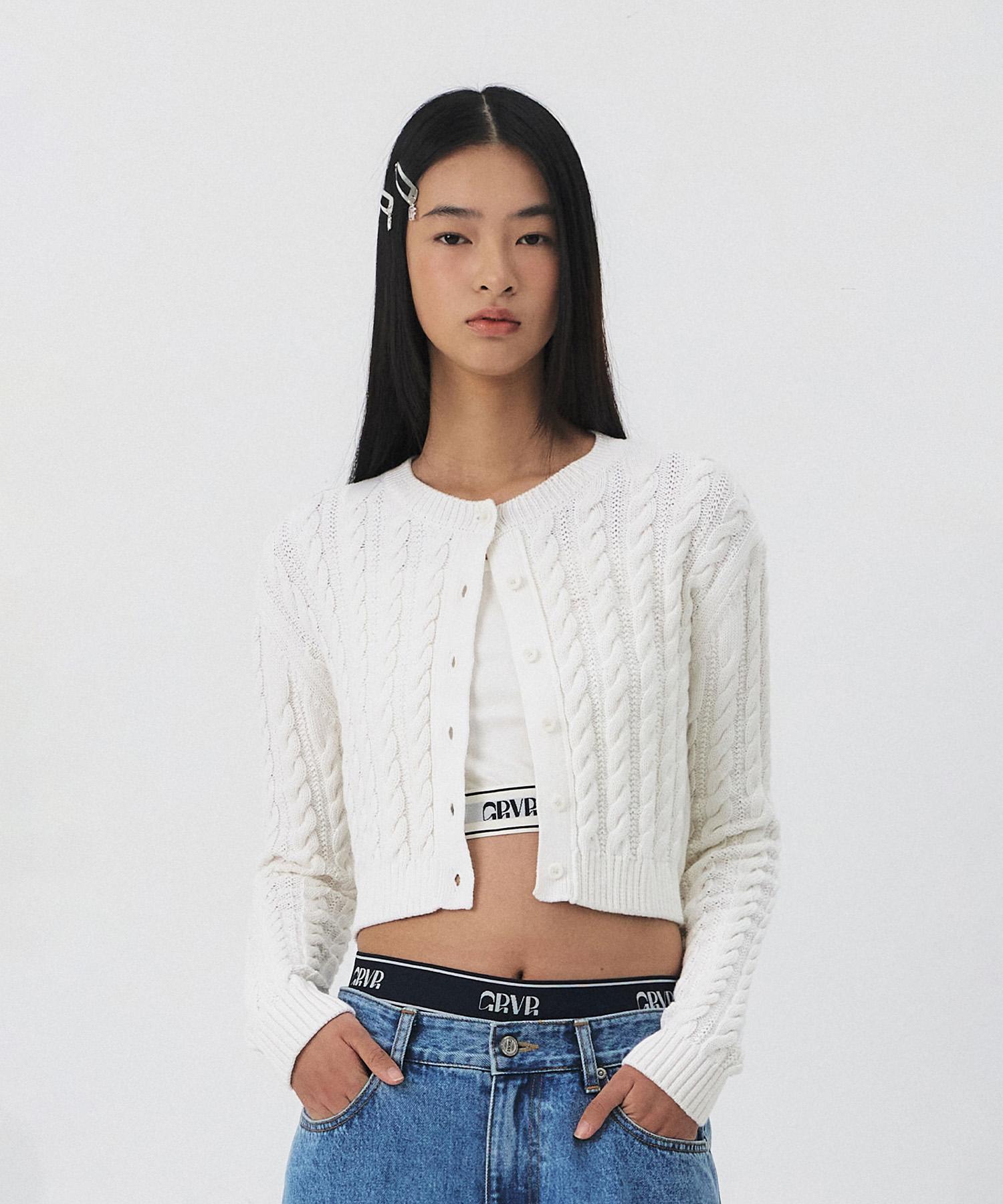 Grove Grato Cable Cardigan [4Colors] Grey/Free