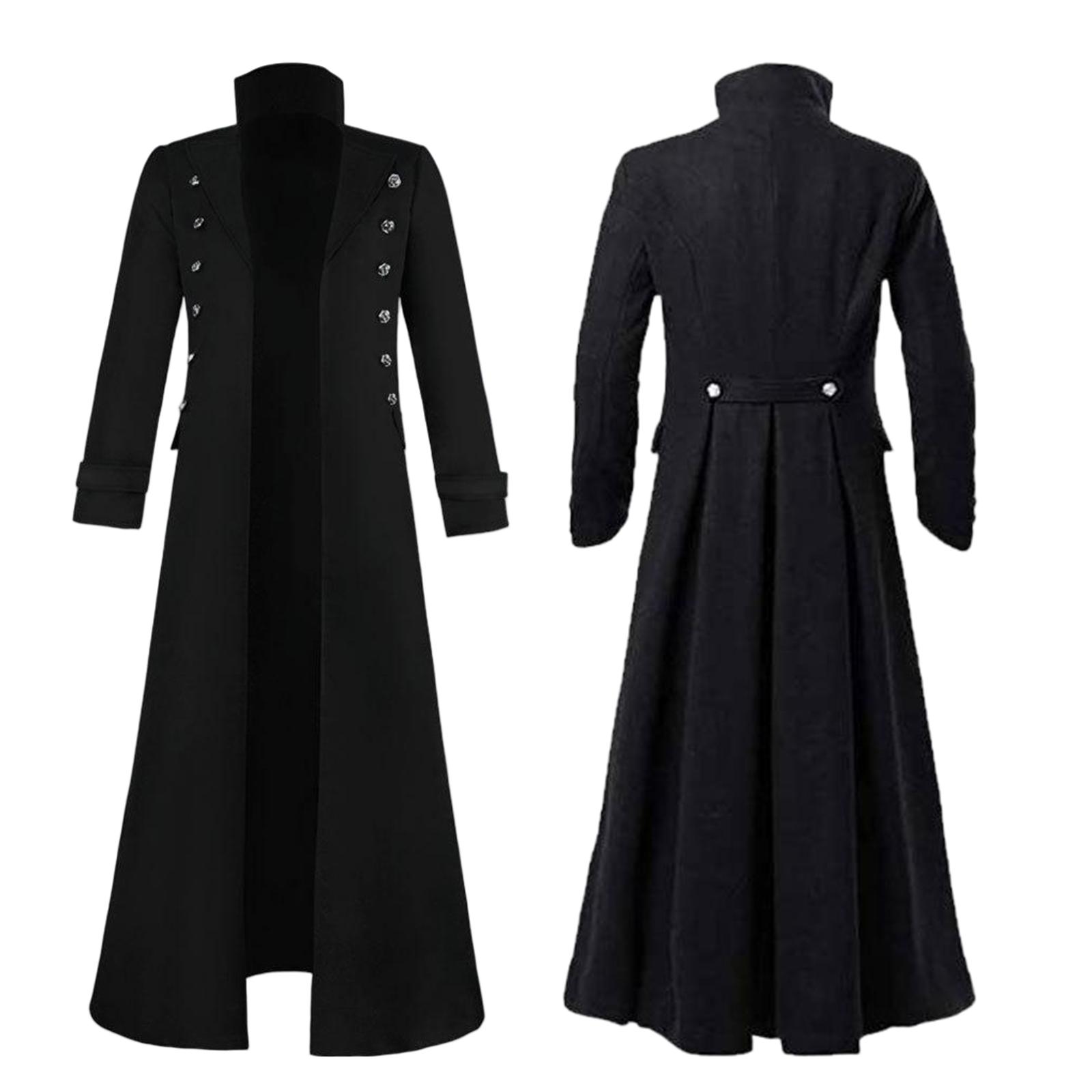 Gothic Costume Coat for Women - Double Breasted Vintage Long Jacket, Plus Size Halloween Outfit L чёрный
