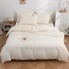HOSUR Seersucker Bedding Set Peach Skin Includes Duvet Fitted and Soft and and (4-Piece Set, Cream, Semi-Double, Finish) - Cover, Sheet, Pillowcases.