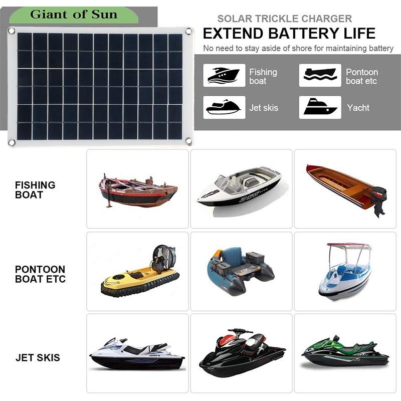 100W 18V/5V Boat Charger Outdoor Battery Supply Solar Panel Kit Solar Cell USB Solar Panel with Controller For Car Yacht Battery