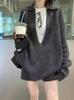 Korean V-neck Knit Cardigan & Shorts Set - 2025 Autumn/Winter Casual Loose Two-Piece Outfit