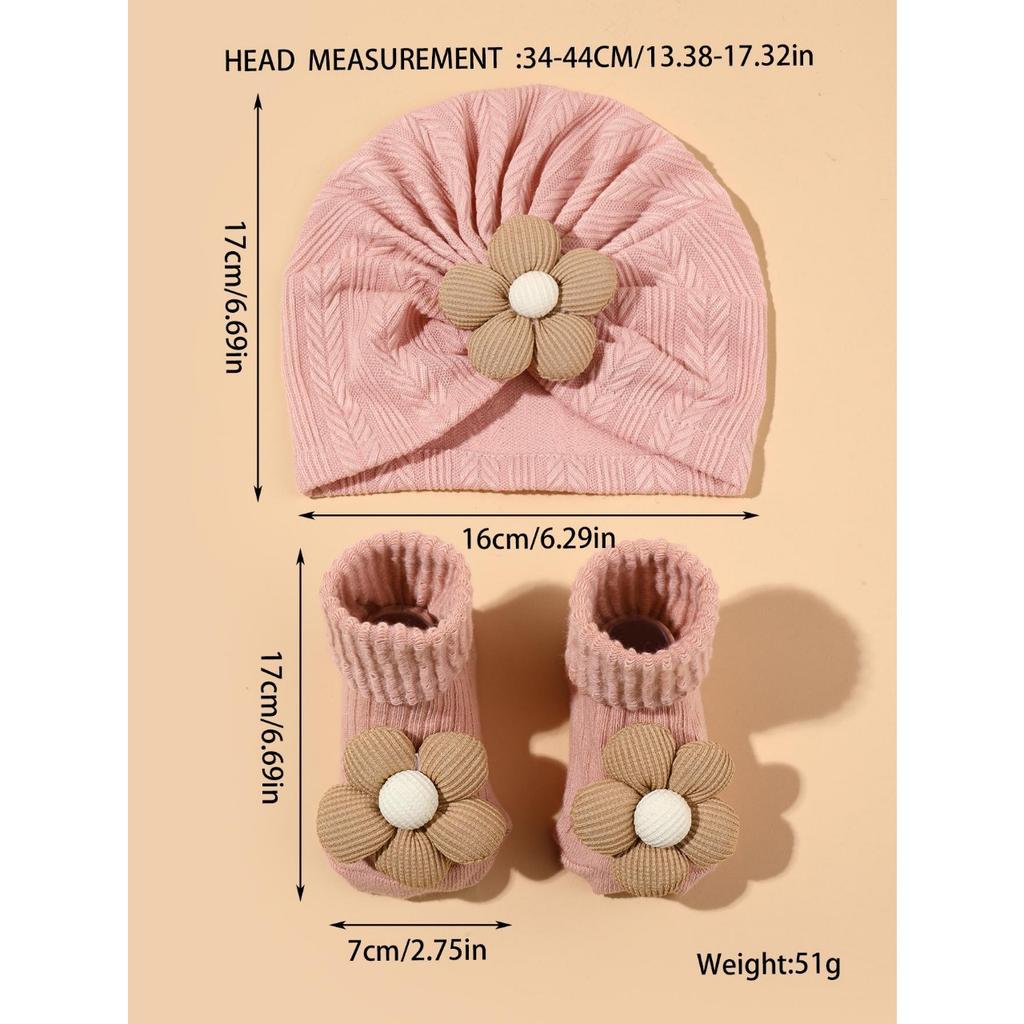 Baby Mädchen Blumenhut Socken Set Neugeborenes Kurze Socke+ Turban Hut Elastisch Weich Säugling Indische Mützen 0-12M Cuterus Baby Geschenk