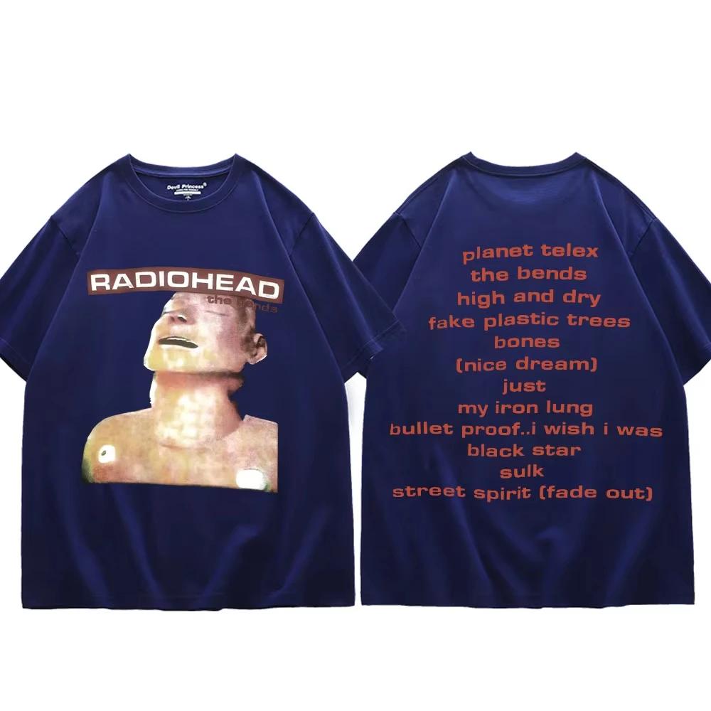 Radiohead The Bends Album Merch T Shirt Rock Hip Hop Vintage Short Sleeve T-shirt Men Women Casual Fashion Oversized T-shirts