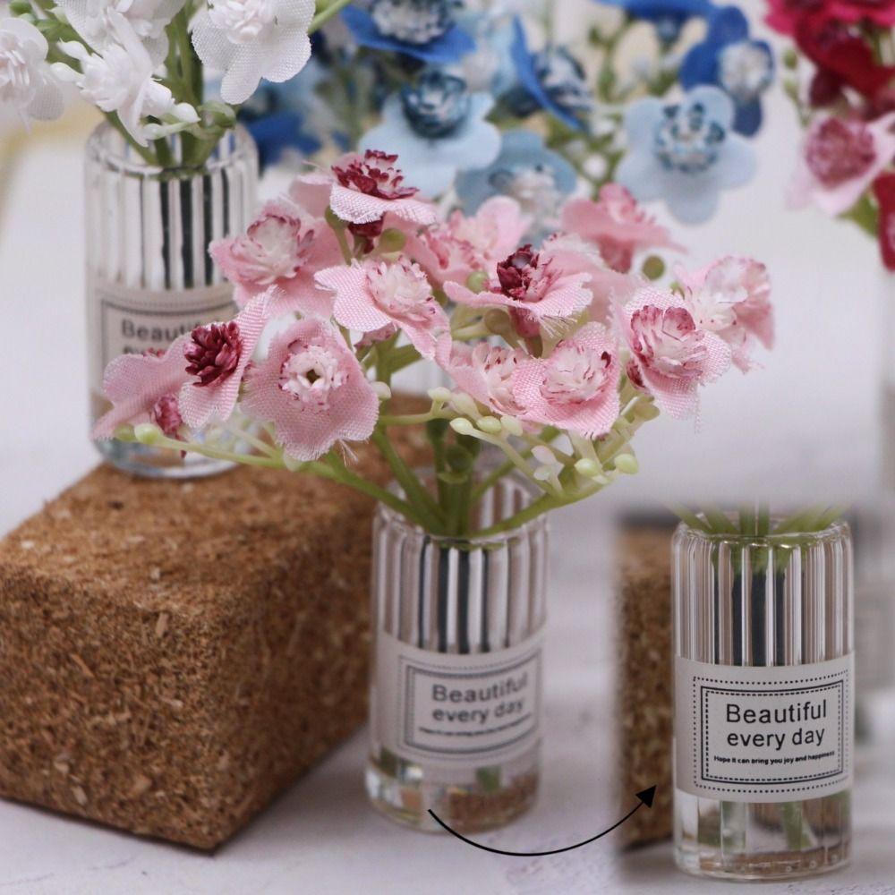

2Pcs Model Crafts Simulation Potted Plants Mini Potted Plant Ornaments Play Toy рожевий