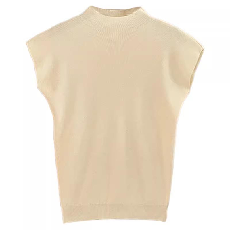 

Летний базовый слой, Новая футболка с коротким рукавом, Женский трикотаж, Элегантный, Однотонный, Топ с открытыми плечами и средним воротником One Size хаки