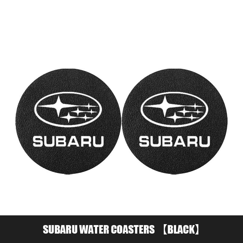2Pcs Car Coaster PVC Logo Water Cup Pad Anti Slip Mat Accessories For Subaru STI WRX Forester Impreza Legacy Outback BRZ Tribeca