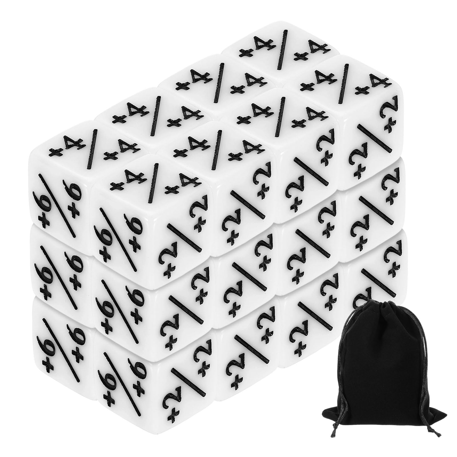 

uxcell 24-Piece Magic Dice Counter Acrylic D6 Life Token Dice Set with Pouch for Standard Card Games, White