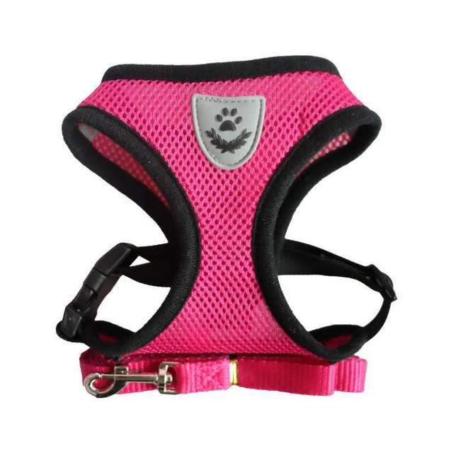 Breathable Mesh Pet Harness Leash Set with Reflective Straps for Chihuahua York Bulldog Adjustable Dog Chest Strap Walking Leash