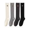 Female Spring and Autumn Fashion New Solid Color Embroidery Calf Pile Pile Cotton Socks