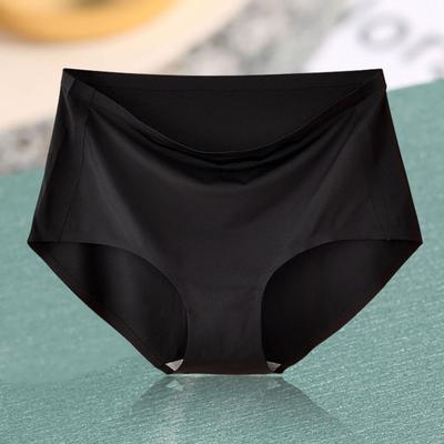 Women Ice Silk Panties Hip Lifting Tummy Control Cotton Crotch High Waist Briefs Seamless Breathable Solid Color Underwear