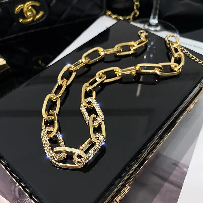 Chunky Chain Women's Necklace with Zircon & Alloy - Trendy Hip Hop Design