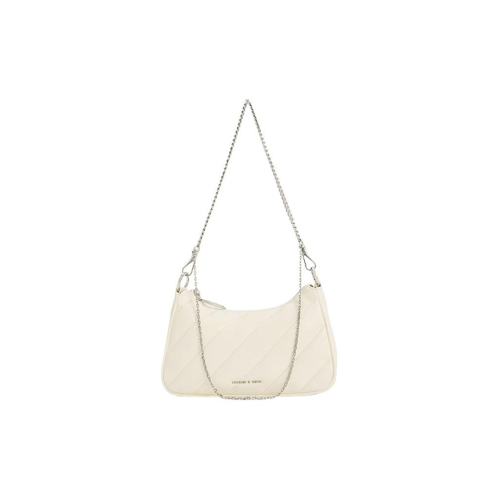 New CHARLES&KEITH Polyurethane Shoulder Bag Medium Size Women's Milk White CK2-80151347-DW
