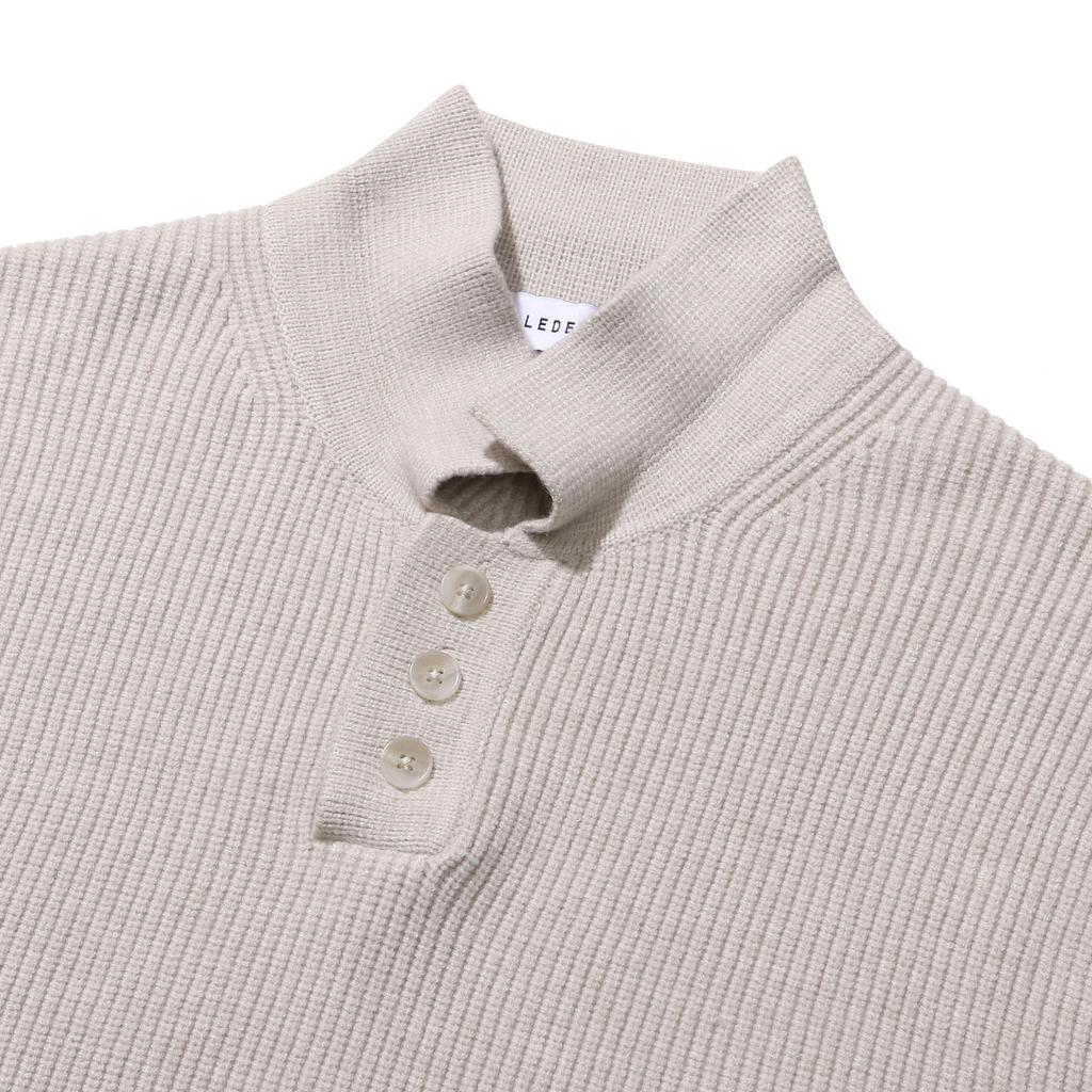 LEDEPT Cashmere Blend Hacci Button Collar Knit [Beige]