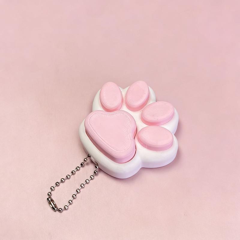 3D Printed Cat Paw Clicker Key Chain Pendant Love Heart Button Key Ring Cartoon Bag Hanging Decor