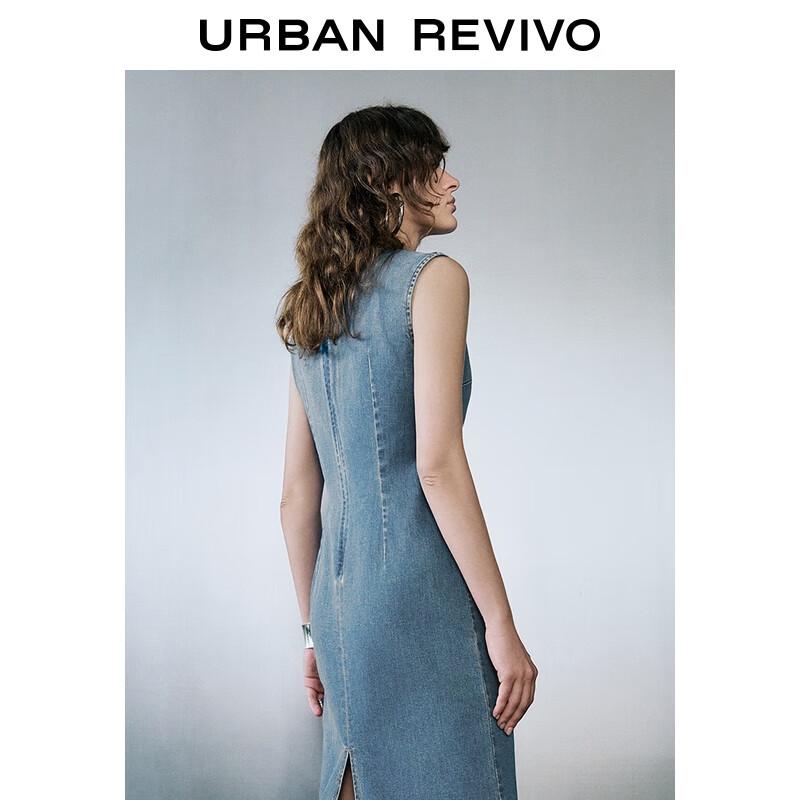 UR Women's Retro Back Slit Sleeveless Denim Dress