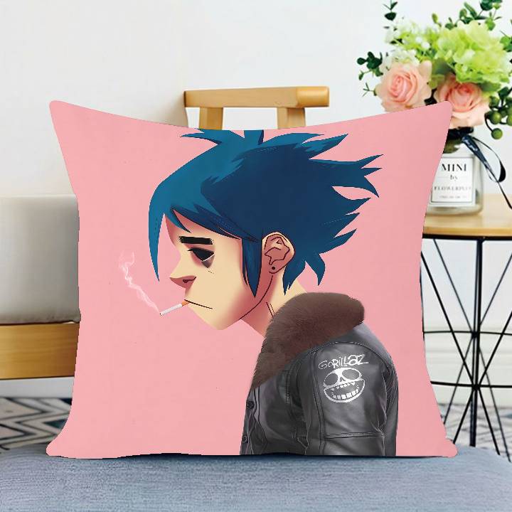 G-Gorillaz Arte Musical 45*45cm Funda de Cojín Funda de Almohada Decoración Funda de Almohada Funda de Almohada para Sofá